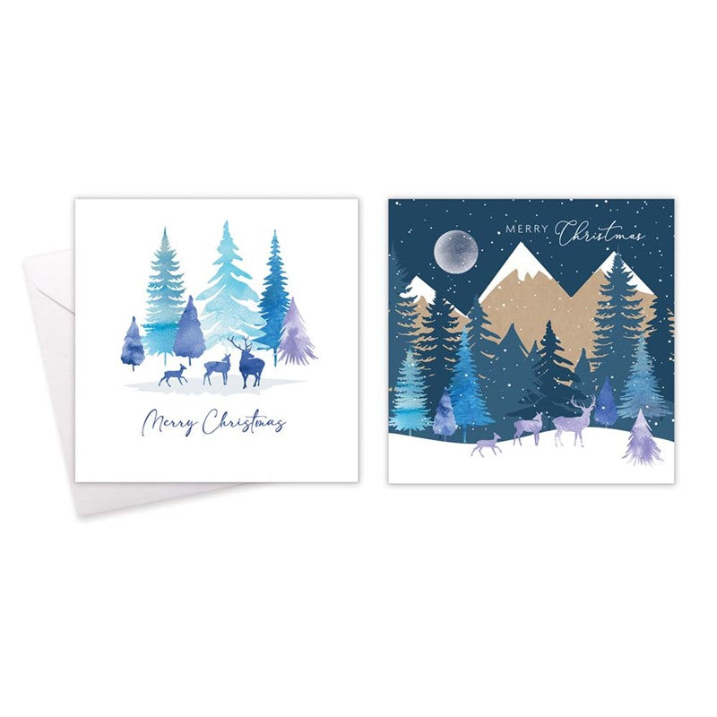 10 Square Cards - Midnight Forest Kraft