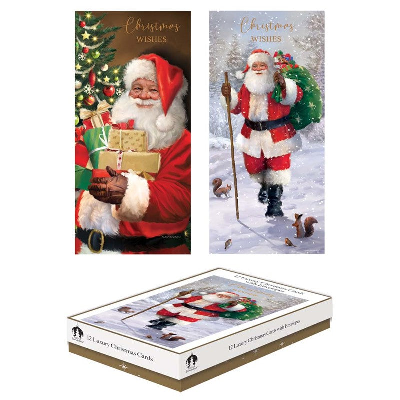 12 Portrait Cards - Traditional Santa