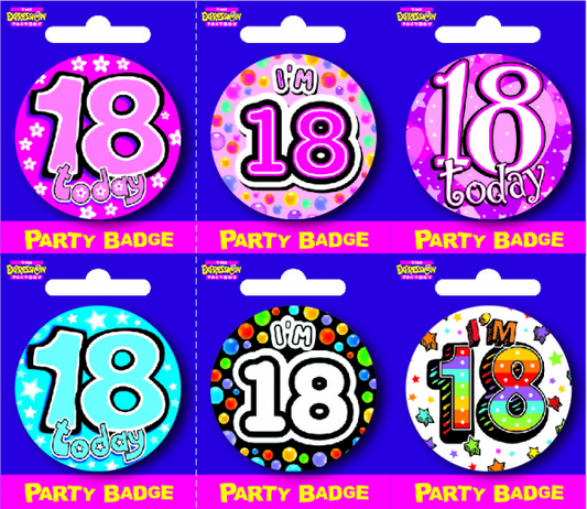 Age 18 Small Badges x6