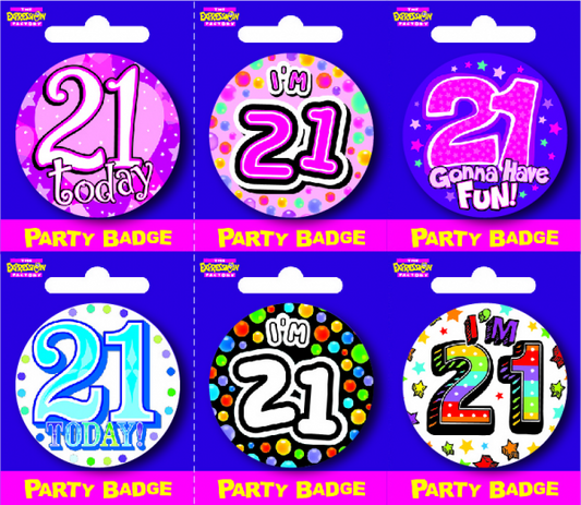 Age 21 Small Badges x6
