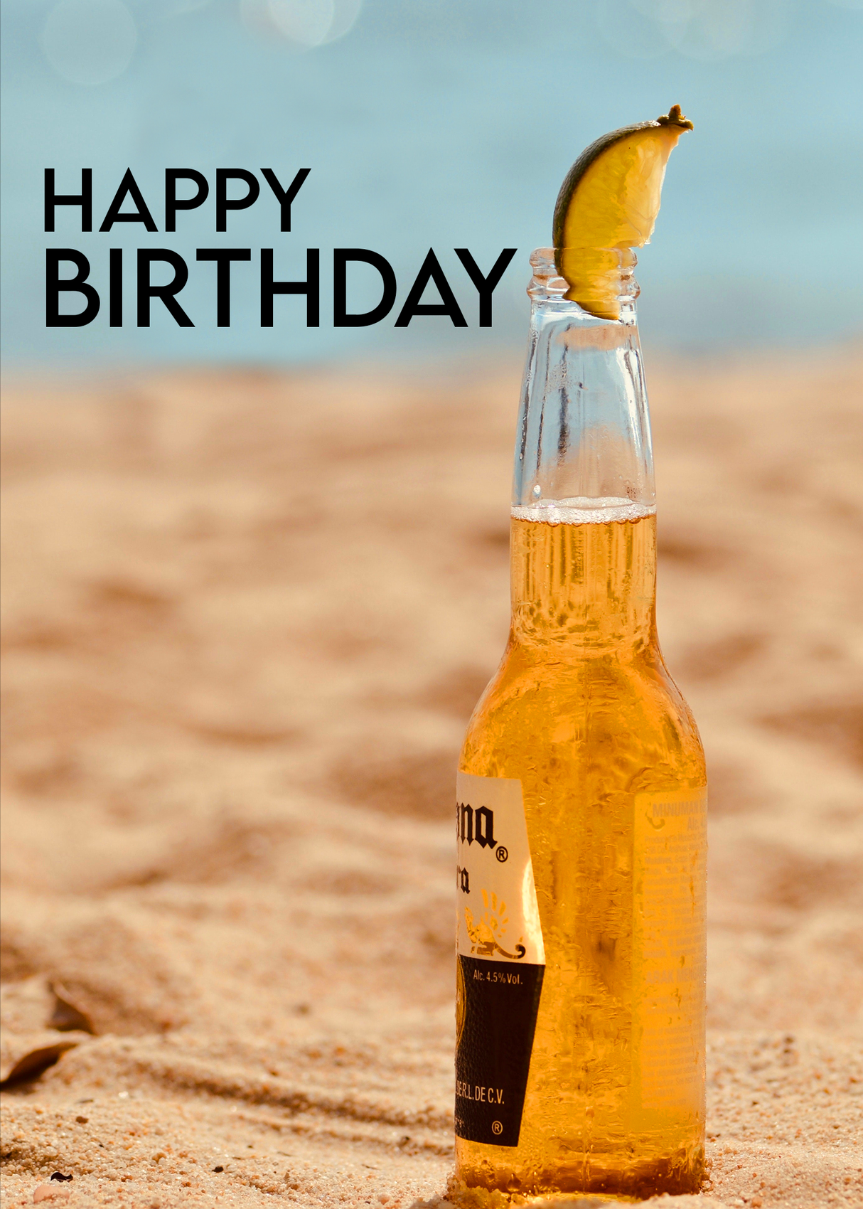 Feliz cumpleaños cerveza de playa