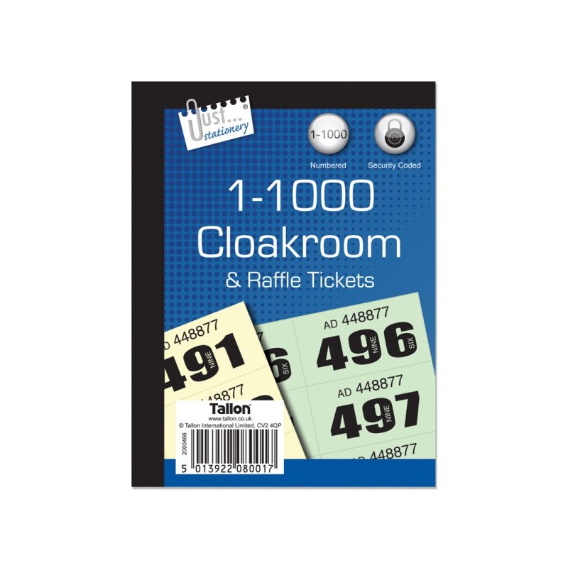 1-1000 Cloakroom & Raffle Tickets