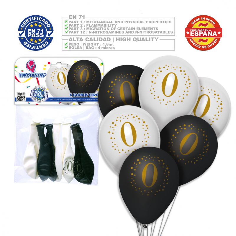 x6 "0" Latex Balloons