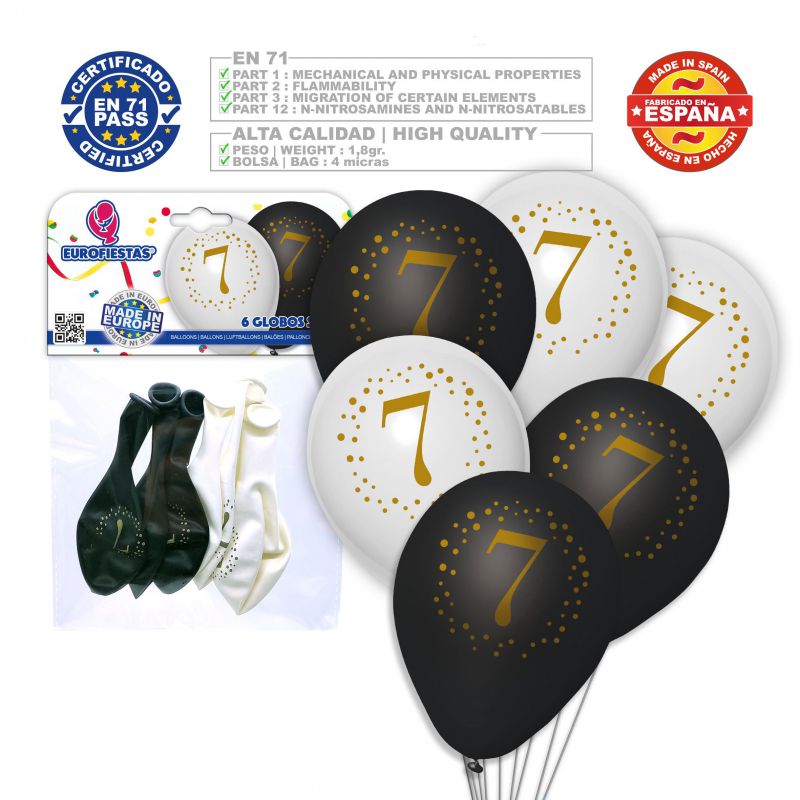 x6 Globos de Látex "7"