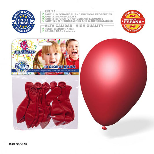 10x Red Latex Balloons