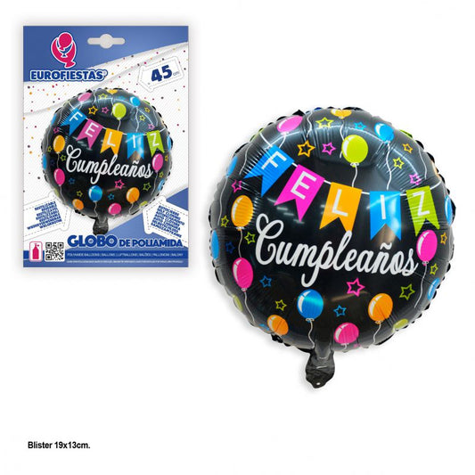 Ballon aluminium Happy Birthday sirène 45 cm - Vegaooparty