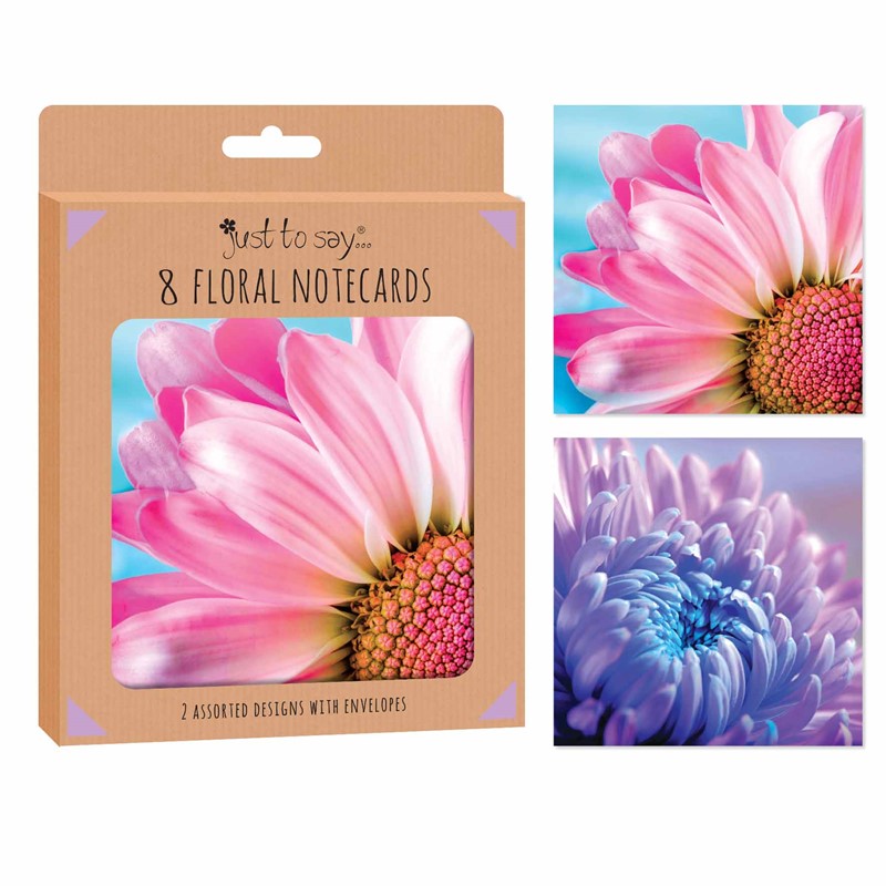 8 Square Notecards: Florals 2 designs