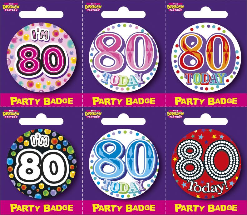 Age 80 Small Badges x6