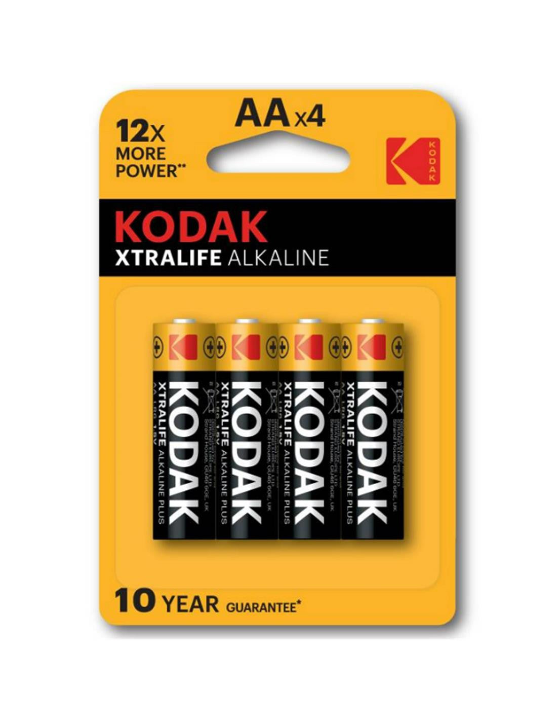 Kodak Xtralife Alkaline AA batteries x 4