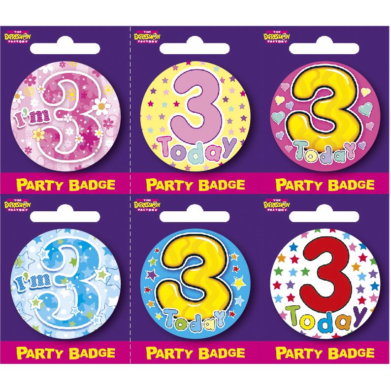 Age 3 Small Badges x6