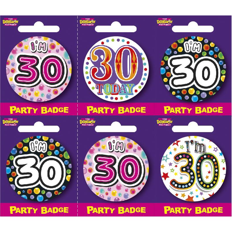Age 30 Small Badges x6