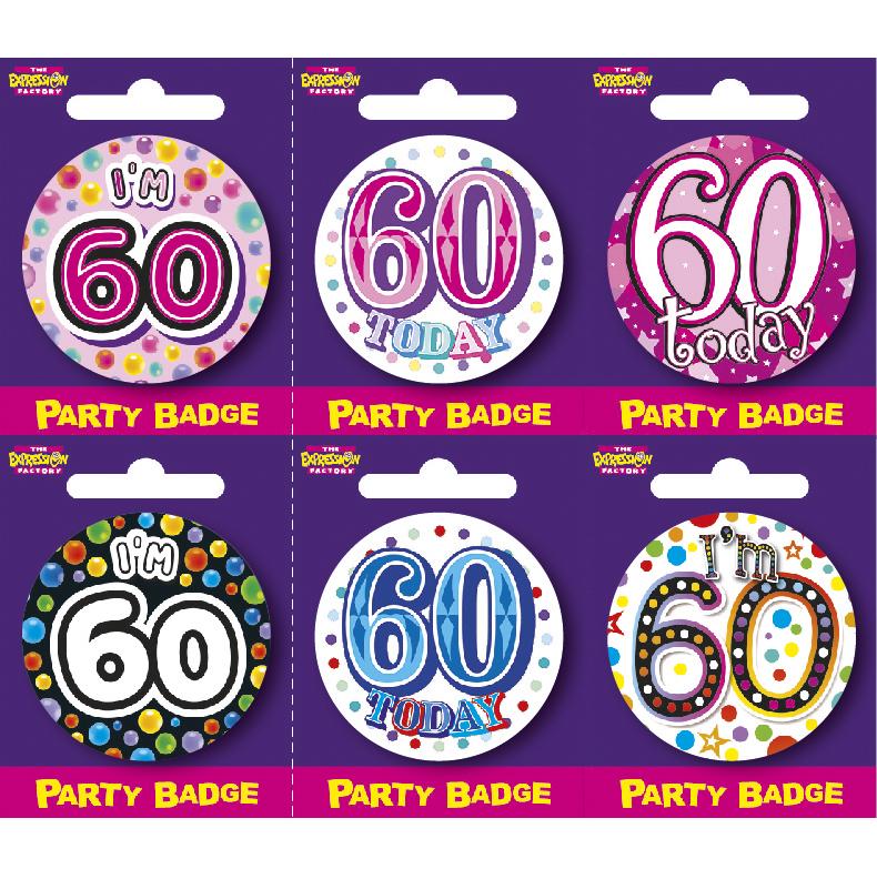 Age 60 Small Badges x6