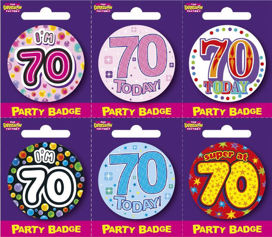 Age 70 Small Badges x6