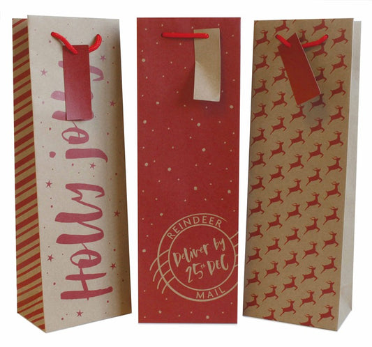 Christmas Kraft Bottle Bag