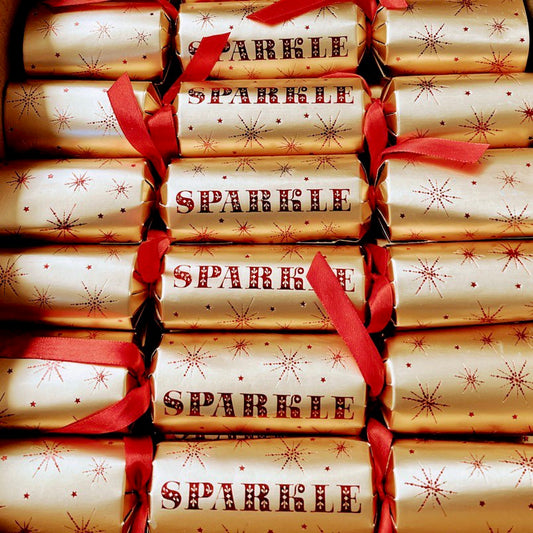 100 Red & Gold Sparkle Catering Crackers