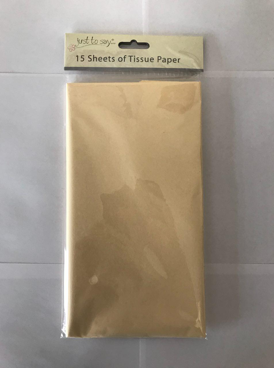 15 hojas de papel de seda color crema.