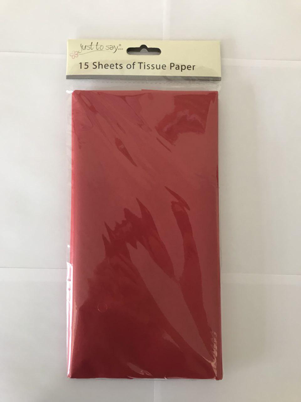 15 hojas de papel de seda rojo.