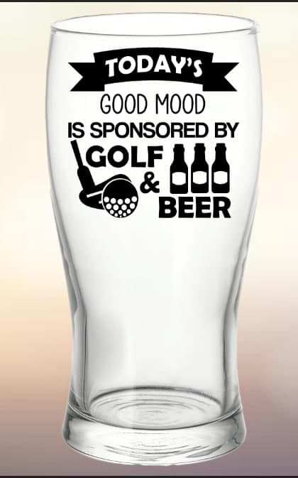 Pint Glass: Sponsored By Golf & Beer