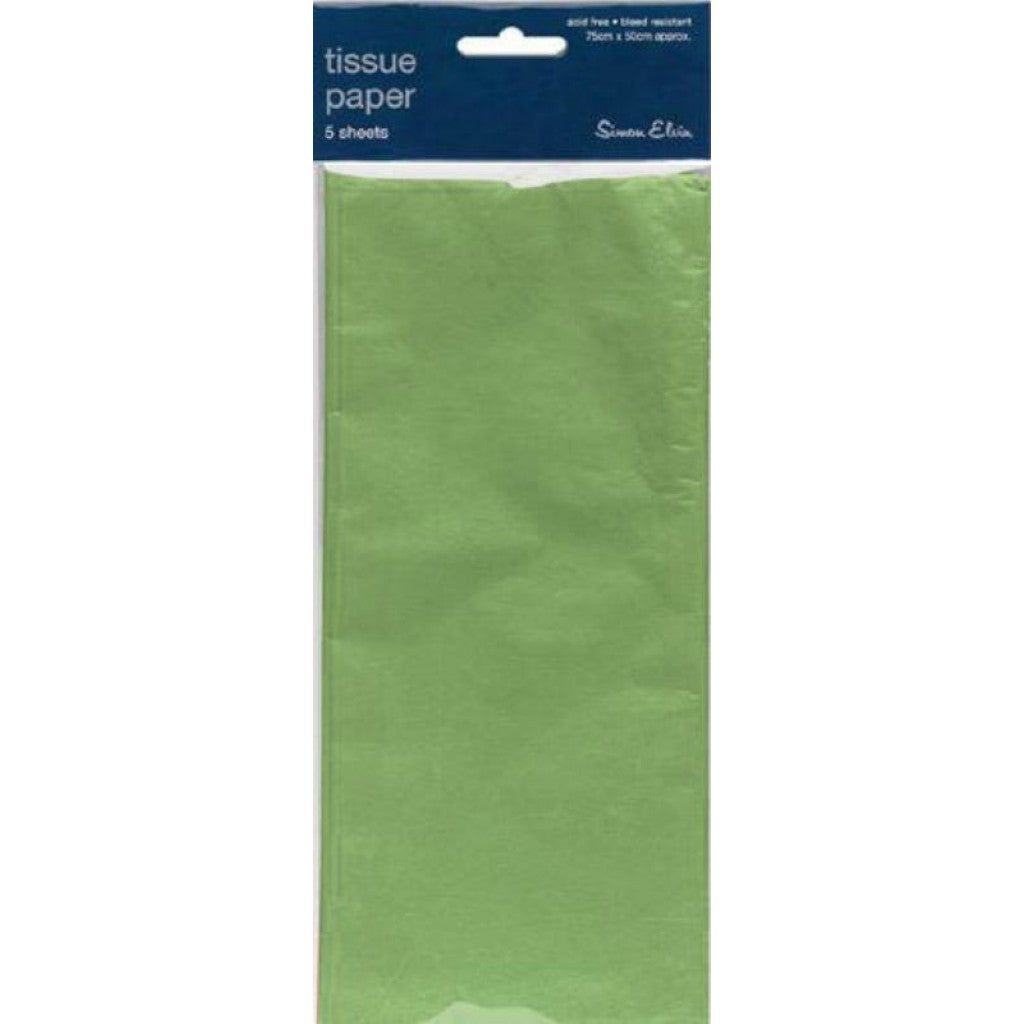 5 hojas de papel de seda verde oscuro